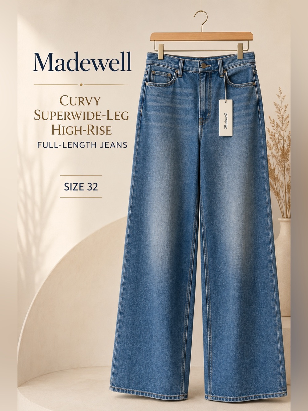 Madewell Curvy Superwide-Leg High-Rise Full-Length Jeans Size 32